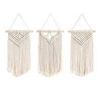 Mkouo Small Macrame Wall Hanging, 3 Pack Art Woven Wall Decor Boho Chic Home Decoration for Apartment Bedroom Living Room, 20.3cm(W) x 35cm(L)