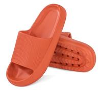 MKP COLLECTION Unisex Cloud Slides with Ultra-Thick Sole & 3D Anti-Slip Tread - Quick-Dry Bath Sandals for Shower Pool Gym, Lightweight House Pillow Slippers for Women and Men, Orange, 5-6 Women/4-5
