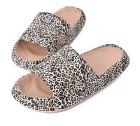MKP COLLECTION Unisex Cloud Slides with Ultra-Thick Sole & 3D Anti-Slip Tread - Quick-Dry Bath Sandals for Shower Pool Gym, Lightweight House Pillow Slippers for Women and Men, Leopard, 7-8 Women/5.5