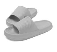 MKP COLLECTION Unisex Cloud Slides with Ultra-Thick Sole & 3D Anti-Slip Tread - Quick-Dry Bath Sandals for Shower Pool Gym, Lightweight House Pillow Slippers for Women and Men, Grey, 5-6 Women/4-5 Men