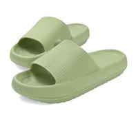 MKP COLLECTION Unisex Cloud Slides with Ultra-Thick Sole & 3D Anti-Slip Tread - Quick-Dry Bath Sandals for Shower Pool Gym, Lightweight House Pillow Slippers for Women and Men, Green, 11.5-12.5 Women