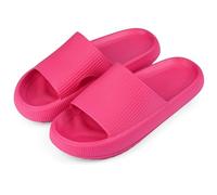 MKP COLLECTION Unisex Cloud Slides with Ultra-Thick Sole & 3D Anti-Slip Tread - Quick-Dry Bath Sandals for Shower Pool Gym, Lightweight House Pillow Slippers for Women and Men, Fuchsia, 8.5-9.5 Women