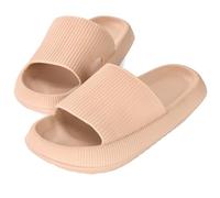MKP COLLECTION Unisex Cloud Slides with Ultra-Thick Sole & 3D Anti-Slip Tread - Quick-Dry Bath Sandals for Shower Pool Gym, Lightweight House Pillow Slippers for Women and Men, Khaki, 11.5-12.5 Women