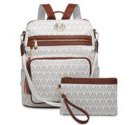MKP COLLECTION Women Fashion Backpack Purse Convertible Large Rucksack Versatile Travel Shoulder Bags Handbag Set with Tassel, White, 13.5" L x 6" W x 14.25" H, Rucksack Backpacks