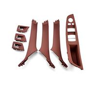MKptopia 7 Pieces RHD Red Brown Car Interior Door Handle Compatible with B-MW 5 Series F10 F11 520d 525d 530d 535i Interior Panel Handle Adjustment Cover