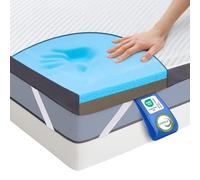 MKS 2-in-1 Reversible Mattress Topper 80 x 200 cm - Gel Foam Topper H3 & H4, 5-Layer Construction, Ergonomic Support & Non-Slip - Breathable Mattress Topper for Restful Sleep