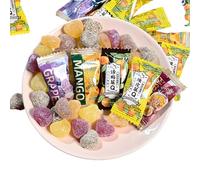 MKSDDF-60-Piece Mixed Fruit Flavoured Gummy Sweets - Mango, Grape, Passion Fruit, Orange Peel & Plum (5 Flavours) | Juicy, Chewy, Vegan-Friendly Soft Sweets | Party Snacks, Lunchbox Treats