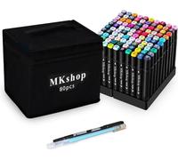 MKshop 82 Colours Markers Pens Set, Permanent Art Marker Pens for Adults, Double Tip Graphic Marker Pen for Manga/Anime/Fun doodling.Felt tip pens.