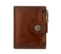 MKSSKEN RFID Wallet Women,Bifold Leather Womens Wallet,Compact Small Wallets Woman Card Holder with Removable ID Window, a1-darkbrown, Fashion Retro
