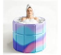 MKSY Portable Bathtub for Adults,Portable Cold Plunge Tub for Ice Bath&Hot SPA, Ice Bath Tub with Cushion and Bag for outdoor indoor(Blue and purple)