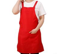 MKTOLHUs Chef Bib Apron | Nylon Kitchen Apron with Pockets for Men Women Adults Kids, Restaurant Serving Gardening Craft Smock, Red