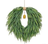 MKTOLHUS Heart Wreath Gold Bells 60cm | Artificial Pine Garland for Front Door Wall Decor, Festive Holiday Home Decoration, Green
