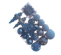 MKTOLHUS Lake Blue Set Star Snowflake PVC Baubles 76pcs | Shatter-Resistant Polystyrene Balls for Xmas Tree, Wreath and Holiday Decor
