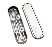 MKTOLHUS Titanium Cutlery Set Camping Picnics Rust for proof Portable | Lightweight Portable Fork Spoon or Chopsticks with Storage Box, Outdoor Travel Eating Utensils for Single Person, Silver
