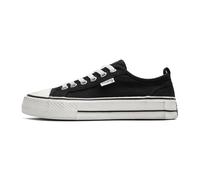 mkuang Unisex Platform Canvas Sneakers - Distressed Vintage Low Top Trainers, Chunky Fashion Cushion Walking Shoes, Casual (Black, Adult, Men, 3, Numeric, UK Footwear Size System, Medium)