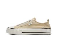 mkuang Unisex Platform Canvas Sneakers - Distressed Vintage Low Top Trainers, Chunky Fashion Cushion Walking Shoes, Casual (Khaki, Adult, Men, 5, Numeric, UK Footwear Size System, Medium)