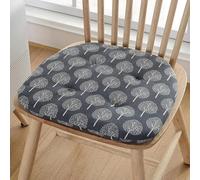 Mkuha Chair Seat Pads Cushion with Ties, Filled with Sponge, Quilted Design, D-Shape, Cotton and Linen Chair Pads for Garden Patio Kitchen Dining Thickness 1CM,black,45x45cm