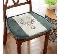 Mkuha Chinese Style Chair Seat Pads Cushion with Ties, Filled with Hard Cotton, Detachable, D-Shape, Cotton Chair Pads for Garden Patio Kitchen Dining 45x45x1cm,green,B
