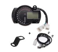 MKVAXR 15000rpm Modern Motorcycle Digital Light LCD Gauge Speedometer Tachometer Odometer Adjustable 7 Color Moto Trip Data Gauge(Sensor and bracket)