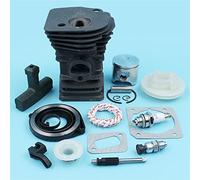 MKVAXR 42mm Nikasil Cylinder Piston Candle Valve Starter Pulley Kit, For Husqvarna 340 345 E Chainsaw Oil Pump Worm Gear Handle Grip Cylinder Piston
