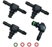 MKVAXR 4Pcs Common Rail Oil Injector Leak Off Connector Pipe, 3Pcs T#39;s 1Pcs L Fuel System Connections, for Return Line amp; Fuel Return Hose