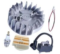 MKVAXR Chainsaw Ignition Coil Flywheel Air Filter, for Spark Plug Kit, for Husqvarna 445 445E 450 450E Replace 544111801 Garden Tool Ignition Coil Module