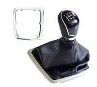 MKVAXR for Ford, for Focus, 2 MK2 FL C-MAX 06-11 MK3 MK4 Galaxy MT 5/6 Speed Gear Shift Knob Lever Gaiter Boot Leather Cover Auto Transmission Shift Knob(Blakc-5Speed-Big)