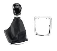 MKVAXR Gear Shifter Knob Lever Manual 5 6 Speed, for Ford, for Focus, 2 MK2 FL C-MAX 2006-2011 MK3 MK4 MK7 Galaxy with Leather Dustproof Cover Auto Transmission Shift Knob(6 Speed-Black-A)