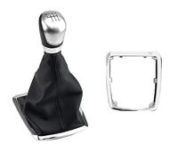 MKVAXR Gear Shifter Knob Lever Manual 5 6 Speed, for Ford, for Focus, 2 MK2 FL C-MAX 2006-2011 MK3 MK4 MK7 Galaxy with Leather Dustproof Cover Auto Transmission Shift Knob(6 Speed-Silvery-A)