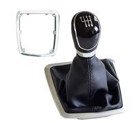 MKVAXR Speed Gear Shifter Knob, for Ford, for Focus, 2 MK2 FL C-MAX MK3 MK4 MK7 Car Leather Boot Shift Head Lever Cover Accessories Auto Transmission Shift Knob(Black-6 Speed)