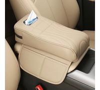 MKWGZPGW Car Armrest Cushion For Jaguar F-Pace 2016-2021, Leather Armrest Protector, Memory Foam Armrest Box, Center Console Cushion Pad with Tissue Box Hole,Beige-Small