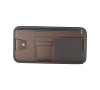 MKWGZPGW Car Sun Visor Organizer for Vauxhall Movano 2010-2021, Multifunctional Leather Sun Visor Storage Pouch, Pocket Organizer with Multipocket Net Zipper,Brown