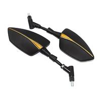 MKWGZPGW Universal 1 Pair Motorcycle Rearview Mirror for Brixton Cromwell 125 250 BX125 BX125R BX150, Adjustable Side Mirrors, M8/M10 Threads, Antiglare, Aluminum,Yellow