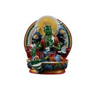 MKYKDY Buddha Statue Buddhism Green Tara Bodhisattva Tibetan resin painted green Tara small Buddha statue ornament auspicious portable Buddha Guanyin Bodhisattva