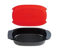 MKYSAIL 33 OZ Microwave Grill Pan with Lid, Compact Microwave Cookware | Microwave Potato Cooker & Cooking Gadgets for Single Servings & Fast Family Sides, Portable for RV, Dorm, Gift (Red)