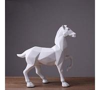 MKYXLN Modern Abstract White Horse Statue Resin Ornaments Gift Geometric Resin White Horse Sculpture