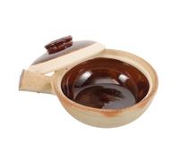 Ml Ceramic Casserole Stew Pot with Handle for Braised Pork | Khaki, Flat Base and Binaural Design, Strong Heat Storage for Tabletop Serving