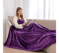 ml MassAri Limited Fleece Blanket Sofa Bed Throw 130x150 Dark Purple Single Size Luxurious Cosy Winter Warm Faux Fur Reversible (PRIME AUBERGINE, Single)