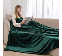 ml MassAri Limited Fleece Blanket Sofa Bed Throw 130x150 Green Single Size Luxurious Cosy Winter Warm Faux Fur Reversible (Green, Single)