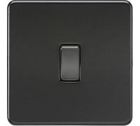 Mla Knightsbridge 10Ax 1 Gang 2-Way Switch Matt Black With Black Rocker