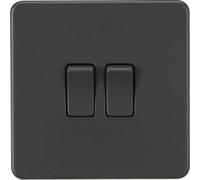Mla Knightsbridge 10Ax 2 Gang 2-Way Switch Anthracite - Sf3000At
