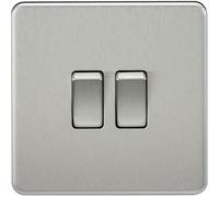 Mla Knightsbridge 10Ax 2 Gang 2-Way Switch Brushed Chrome - Sf3000Bc