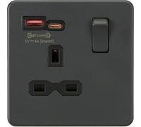 Mla Knightsbridge 13A 1G Switched Socket With Dual Usb C Anthracite Sfr9919At