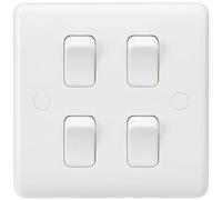 Mla Knightsbridge Curved Edge 10Ax 4 Gang 2-Way Switch (On Single Plate) Cu4101