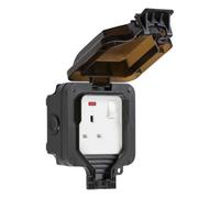 Knightsbridge OP7N Weatherproof IP66 13A 1G DP Switched Socket + Neon - Black