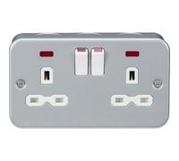 Mla Knightsbridge Metal Clad 13A 2G Dp Switched Socket With Neon - Mr9000N