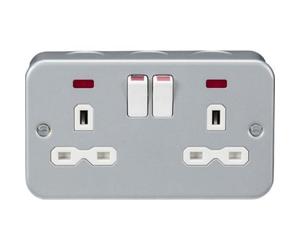 Mla Knightsbridge Metal Clad 13A 2G Dp Switched Socket With Neon - Mr9000N