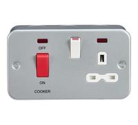 Mla Knightsbridge Metal Clad 2 Gang 45A Dp Cooker Switch And 13A Socket W/neons