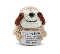 MLABINYA Emotional Support Crochet Sloth with Encouraging Card and Lucky Coin, Positive Knitted Plush Doll, Good Luck Exam Gift for Women, Cute Desk Decor Funny Gift for Friends