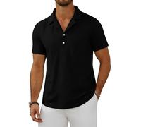 MLANM Men's 100% Viscose Short Sleeve Polo Shirt with Pocket | Solid Color, Lightweight, Breathable, Button Down, Solid Colour, Ideal for Beach, Holiday, Summer Daily Wear, Mens Gift